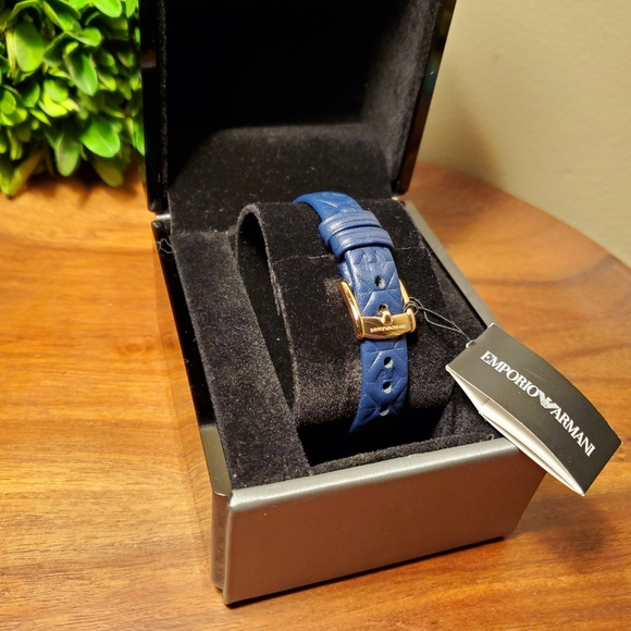 Emporio Armani Modern Slim Rose Gold & Blue Watch main image 9